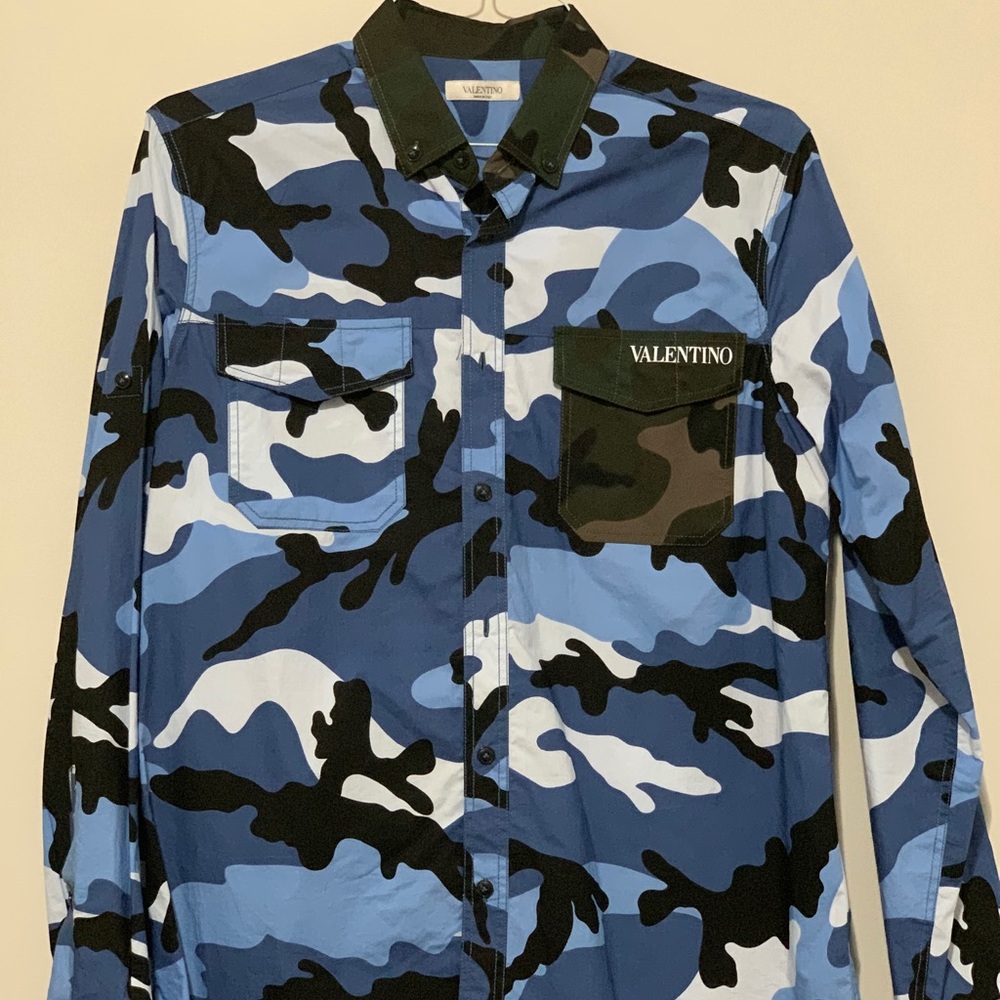 Valentino Blue/Black Digi-Camo Shirt